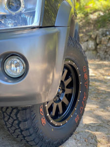 CST SAHARA AT II Tire sidewall showing raised orange lettering on the sidewall.