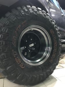 CST SAHARA M/T 2 mounted on Toyota Hilux with custom wheels. Sidewall view