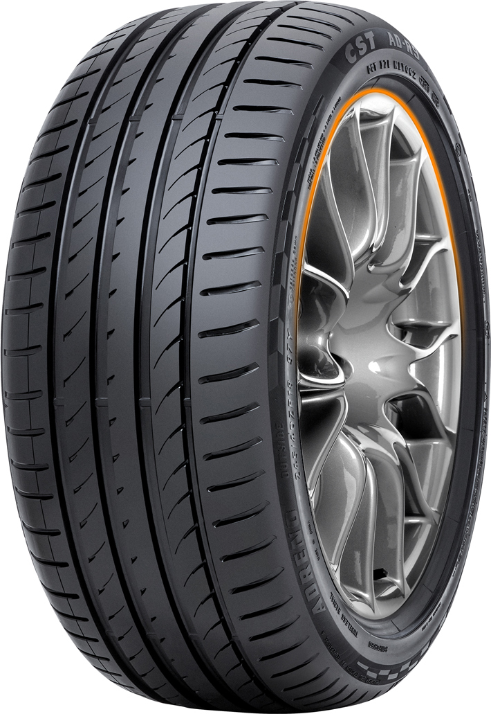 CST Adreno AD-R9 RFT tire three quarter view image. Bead highlighted.