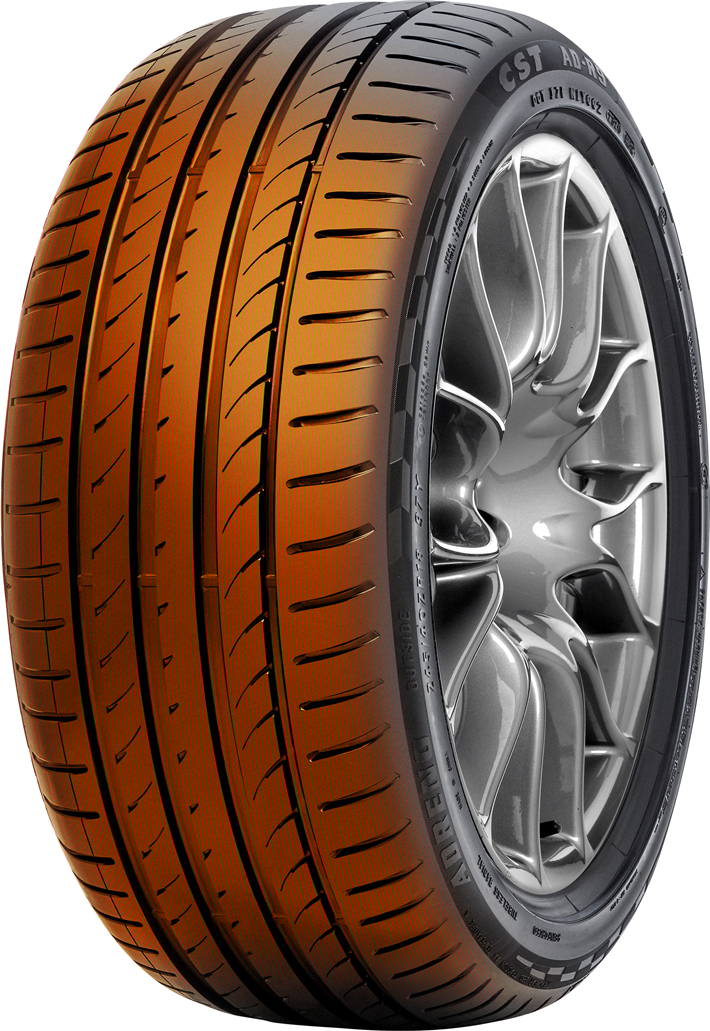 CST Adreno AD-R9 RFT tire three quarter view image. Tread highlighted.