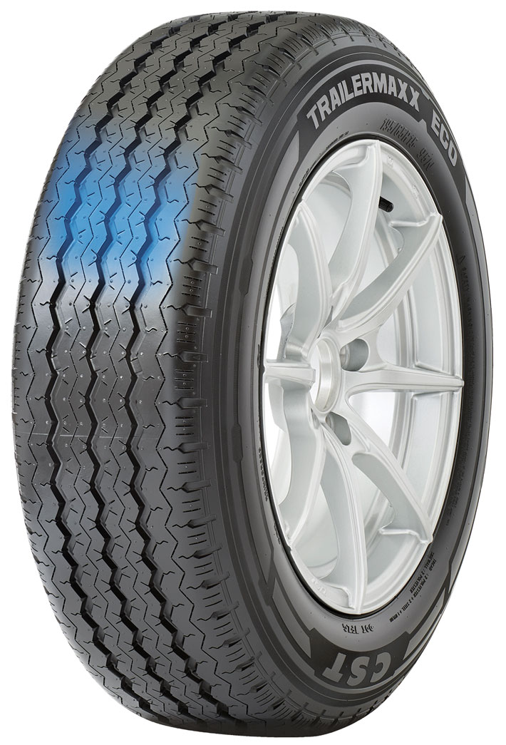 CST TRAILERMAXX ECO CL31N Tire tread advanced pattern design highlighted, three quarter view