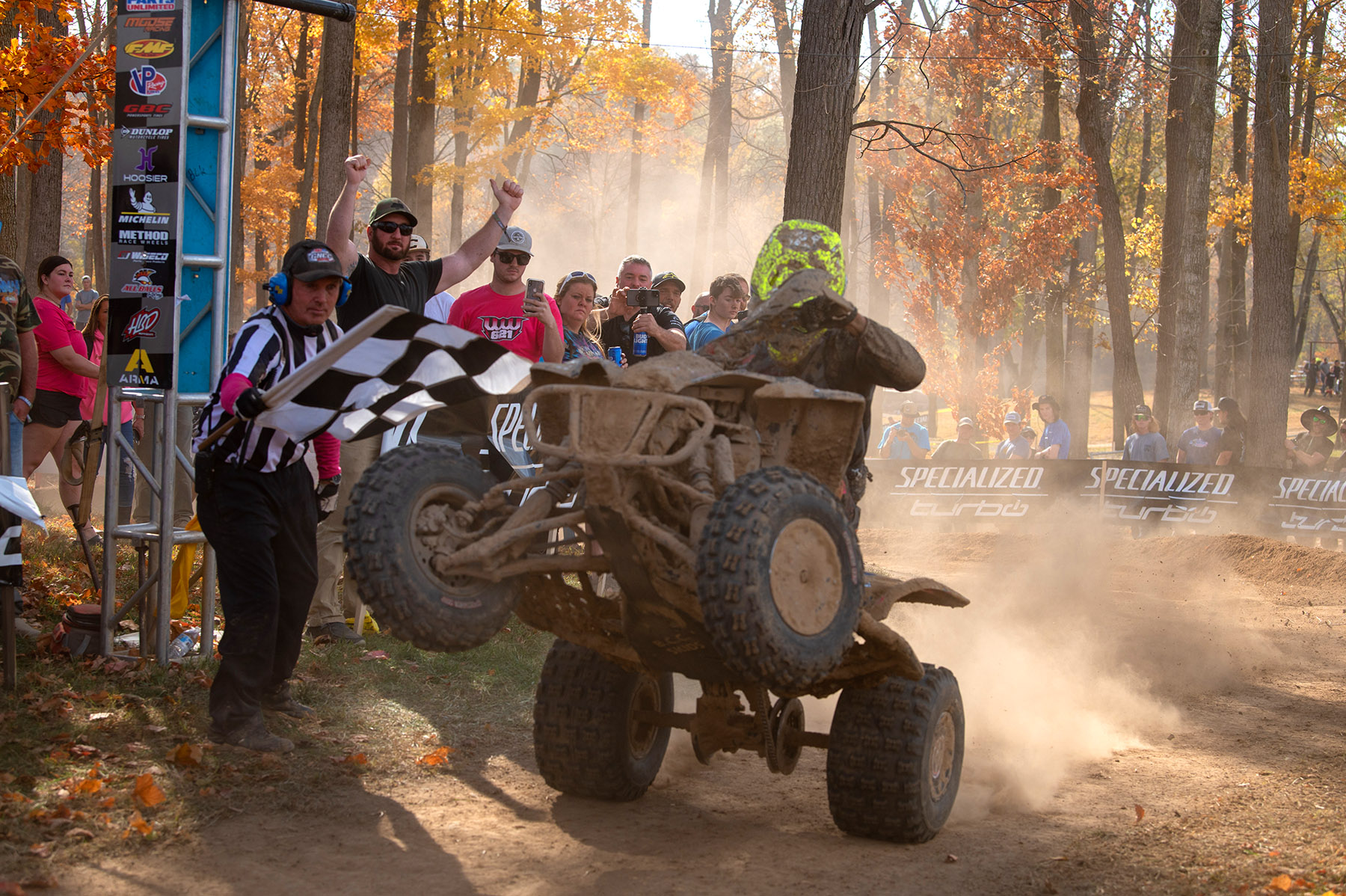 ATV racer Brycen Neal crossing the finish line